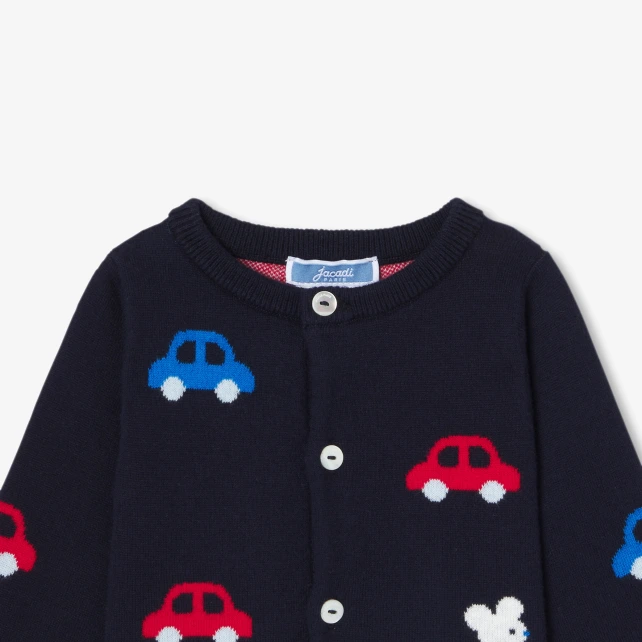 小汽車與老鼠圖案開襟線衫