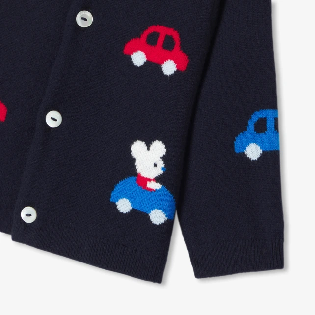 小汽車與老鼠圖案開襟線衫