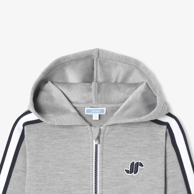 條紋織帶連帽開襟外套