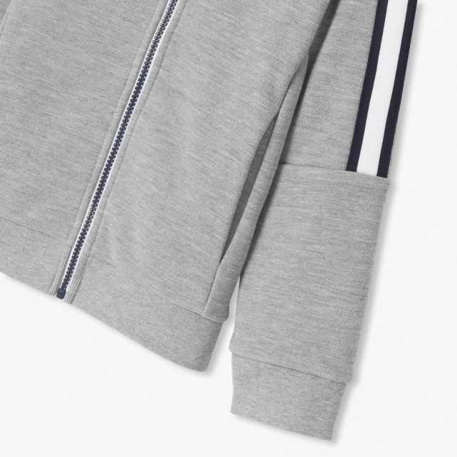 條紋織帶連帽開襟外套