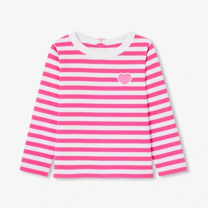 刺繡愛心條紋上衣