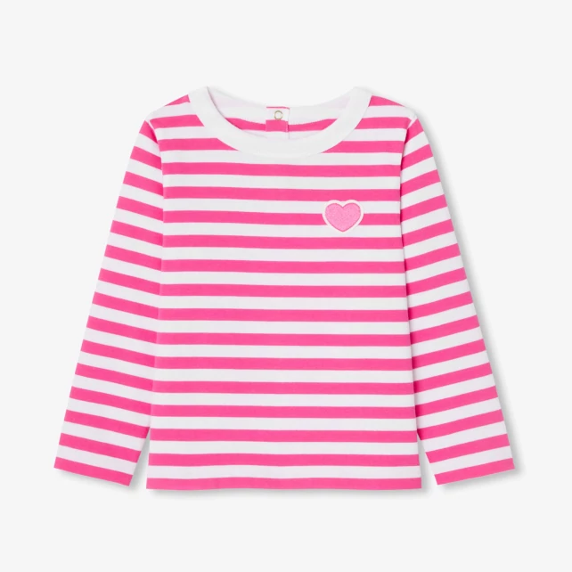 刺繡愛心條紋上衣