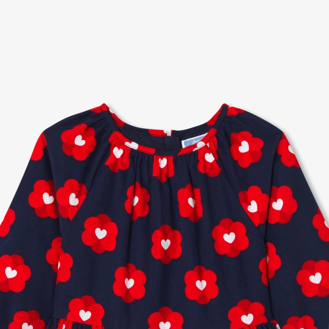 愛心花朵細絨洋裝