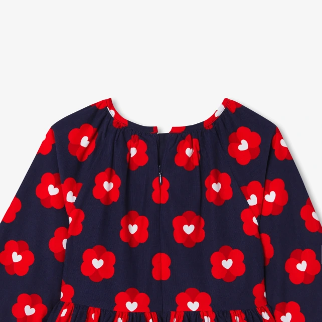 愛心花朵細絨洋裝