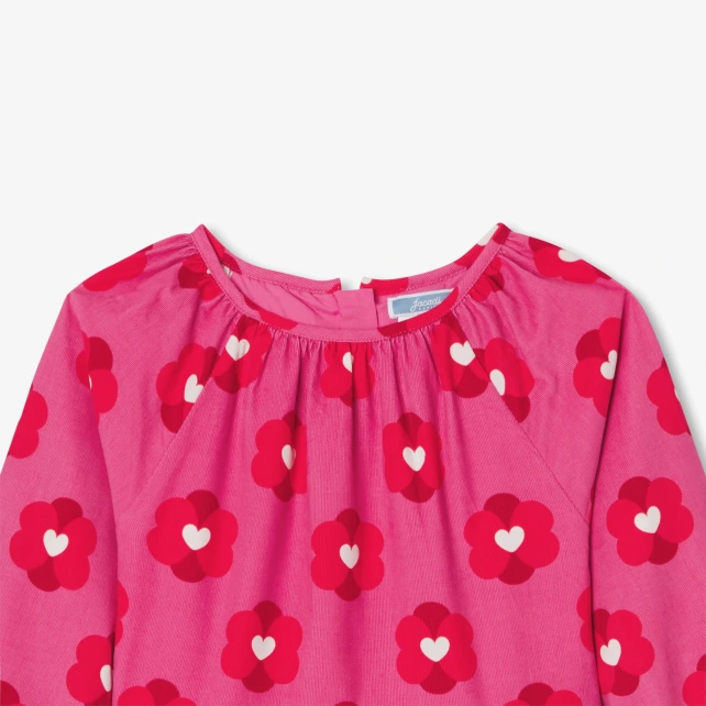 愛心花朵細絨洋裝