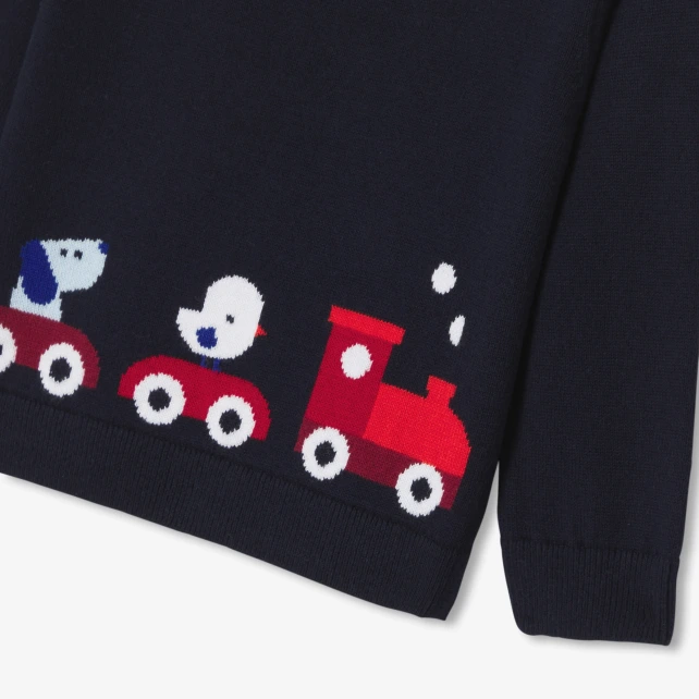 童趣嵌花針織線衫