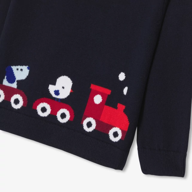 童趣嵌花針織線衫