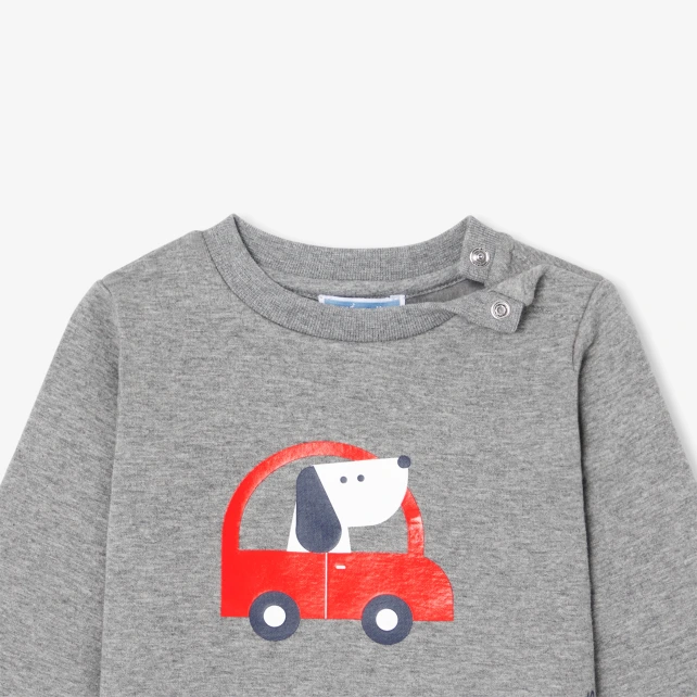 小狗開車印花套頭上衣