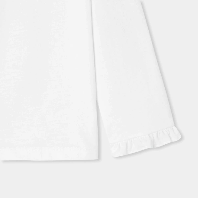 優雅荷葉領拼接上衣