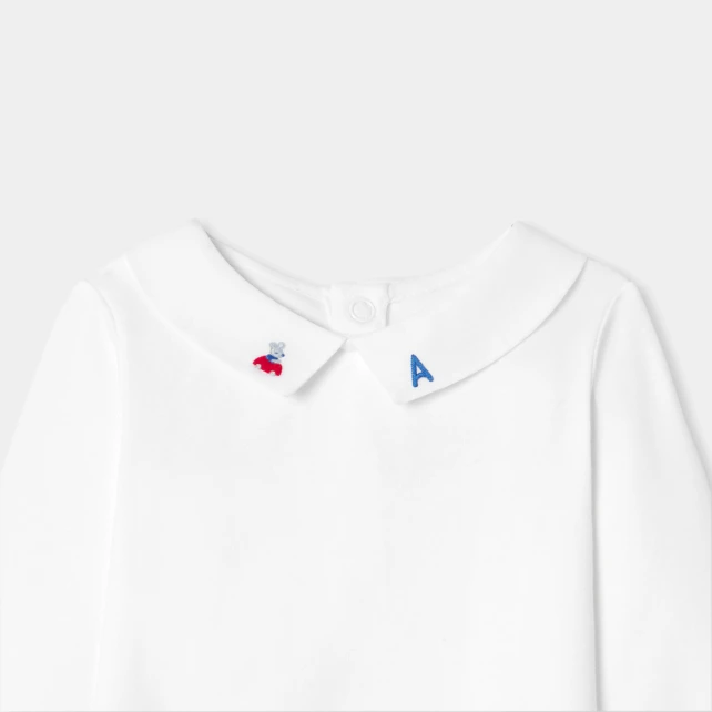 鐵塔與汽車圖案刺繡連身衣