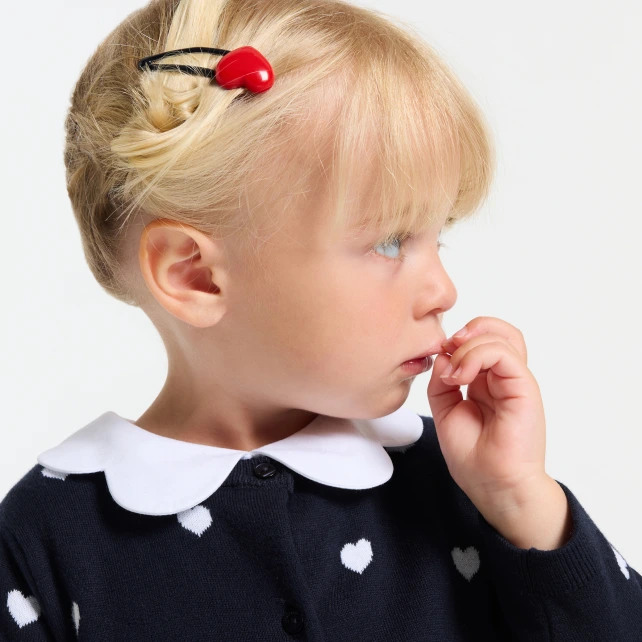 愛心緹花開襟線衫