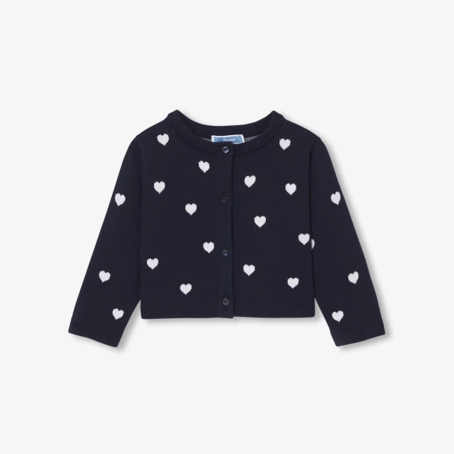 愛心緹花開襟線衫