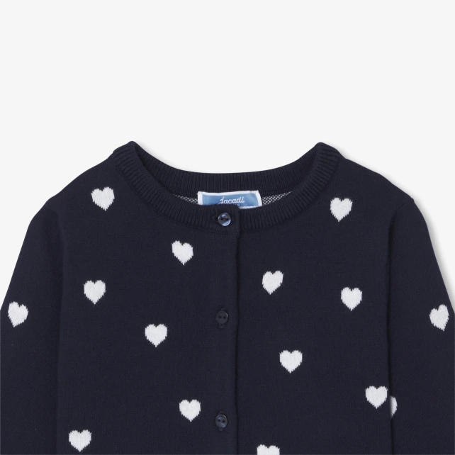 愛心緹花開襟線衫