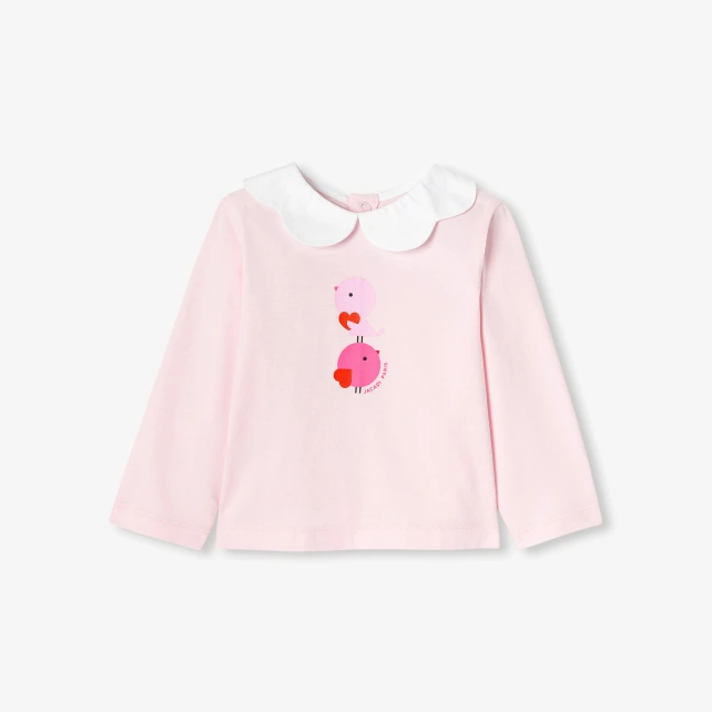 花瓣領印花女童T恤