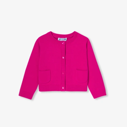 貼袋設計開襟毛衣