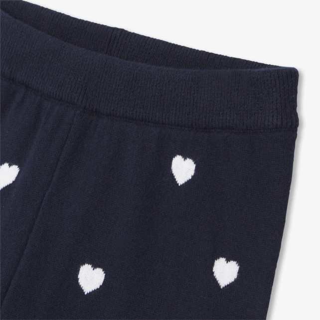 心形緹花棉質針織長褲