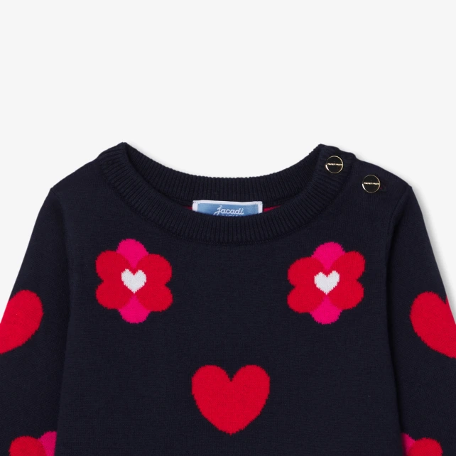 復古愛心花朵針織洋裝