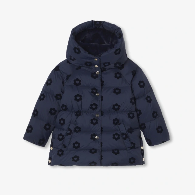 花卉植絨鋪棉連帽外套