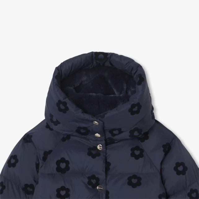 花卉植絨鋪棉連帽外套