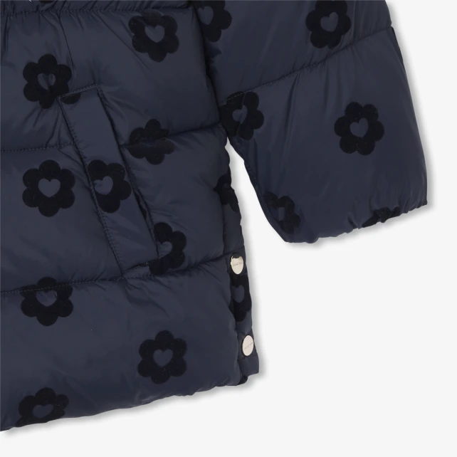 花卉植絨鋪棉連帽外套