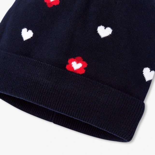 愛心花朵毛球針織帽