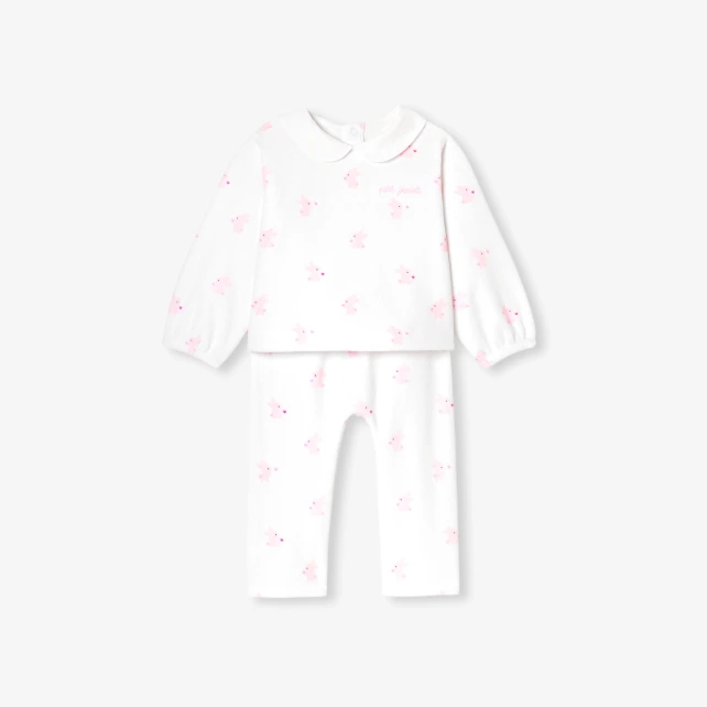 兔子圖案天鵝絨兔裝睡衣