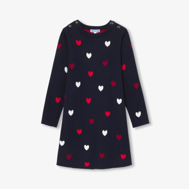 心形緹花針織洋裝