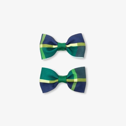 格紋羅緞蝴蝶結髮夾