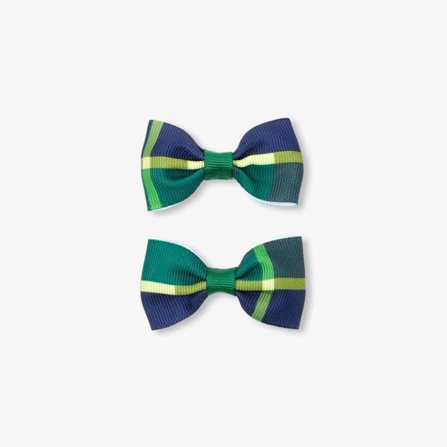 格紋羅緞蝴蝶結髮夾