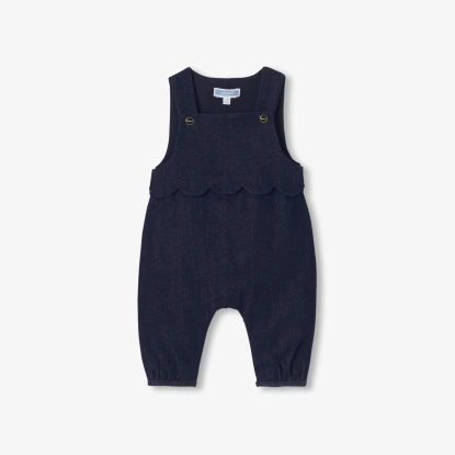 花瓣飾邊牛仔吊帶褲