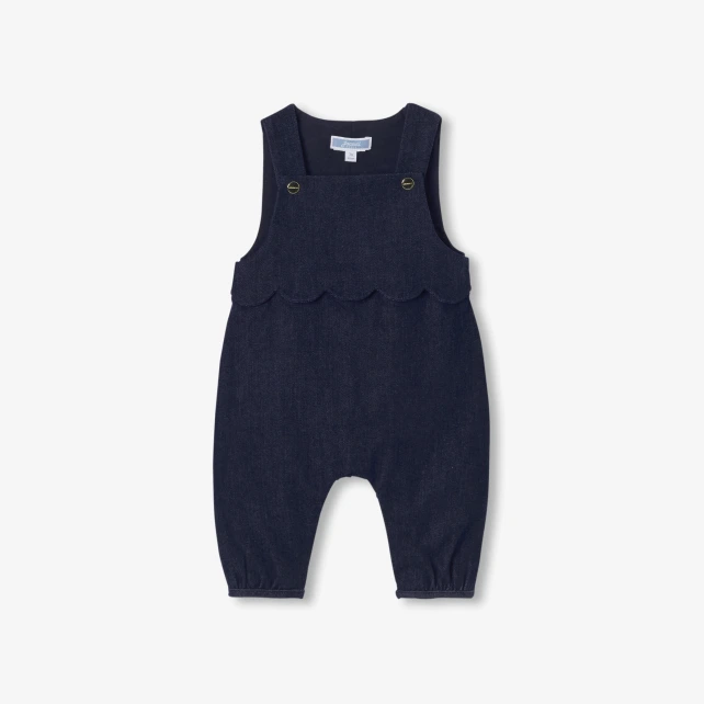 花瓣飾邊牛仔吊帶褲