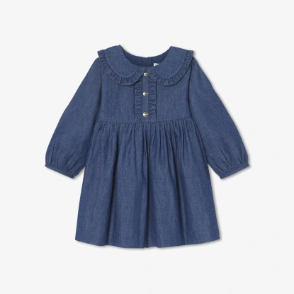 荷葉領牛仔洋裝