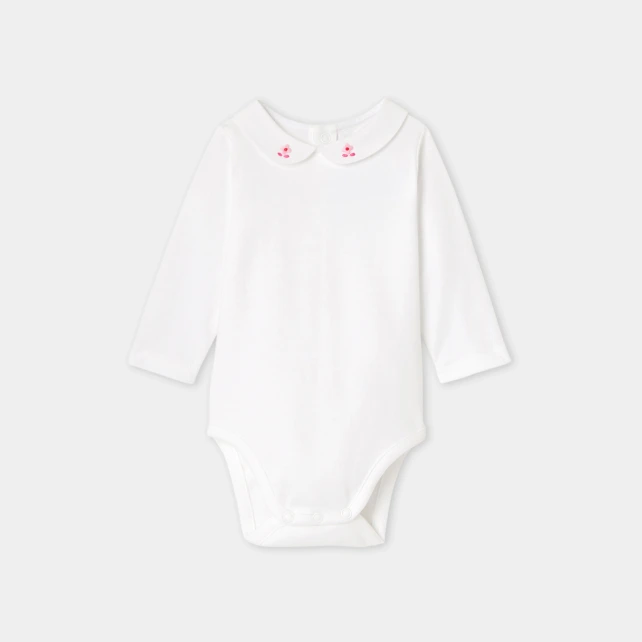 花朵刺繡彼得潘領連身內衣