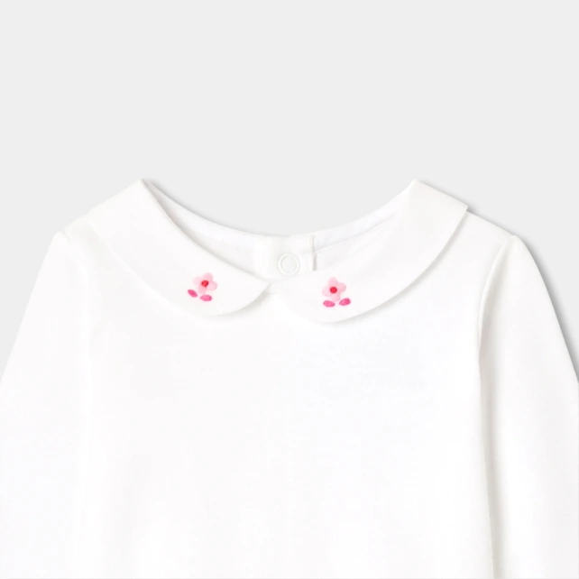 花朵刺繡彼得潘領連身內衣