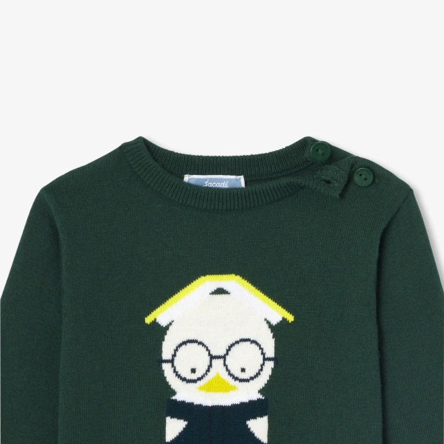 嵌花小鴨學院風毛衣