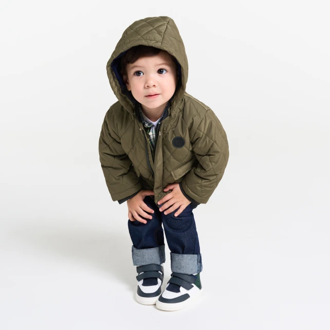 菱格夾棉可拆帽外套