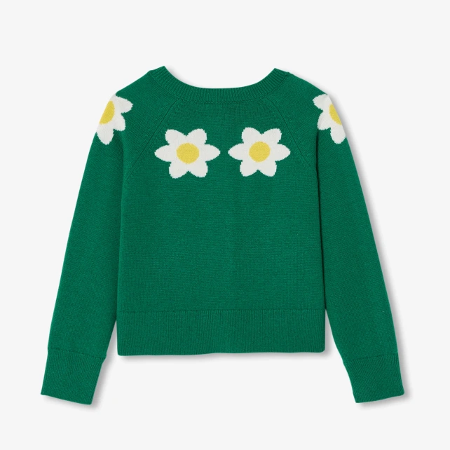 水仙嵌花開襟毛衣