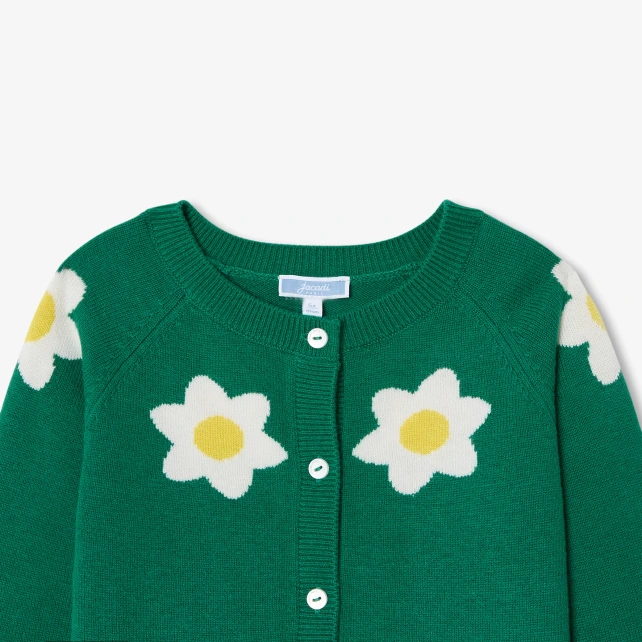 水仙嵌花開襟毛衣