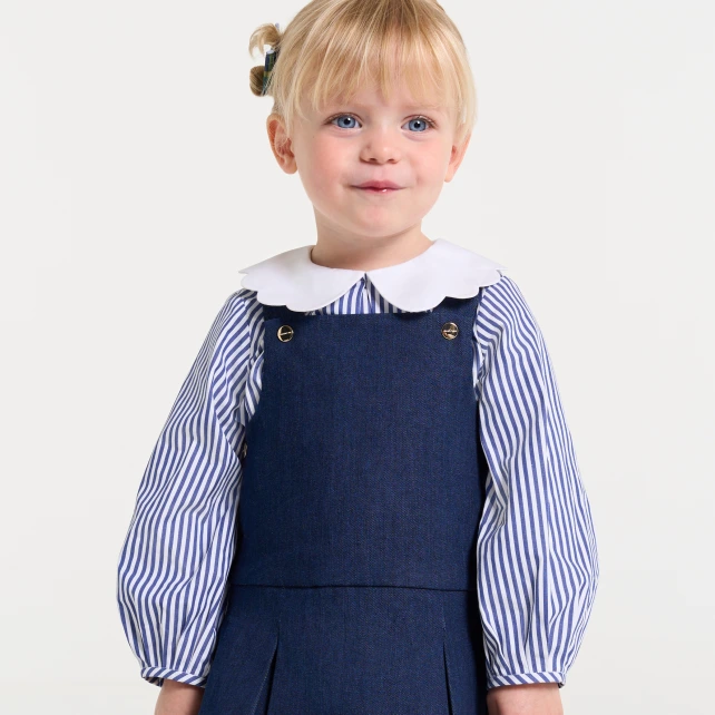 法式花瓣領條紋襯衫