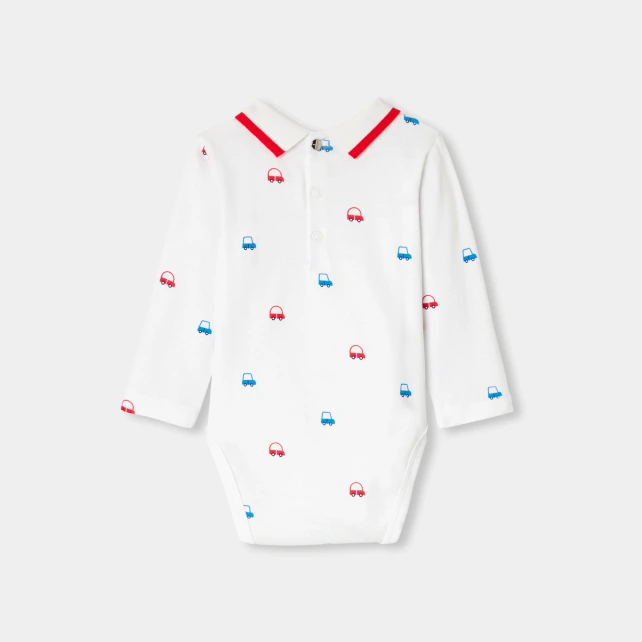 男寶寶小汽車印花連身衣