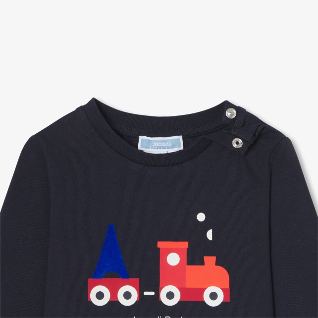 小火車印花長袖T恤