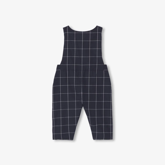 法蘭絨格紋吊帶褲