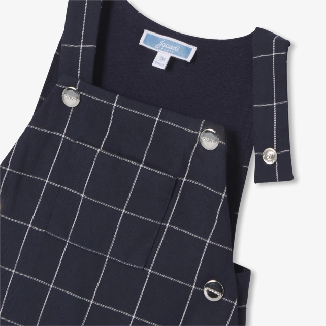 法蘭絨格紋吊帶褲