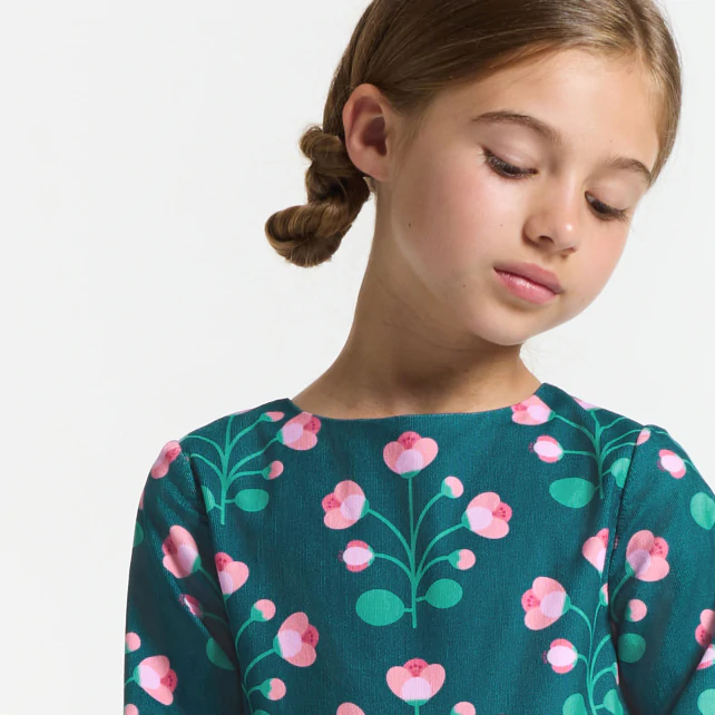 法式花卉絨面洋裝