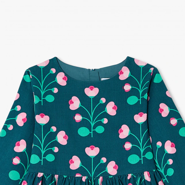 法式花卉絨面洋裝