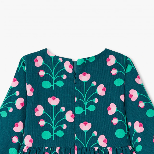 法式花卉絨面洋裝