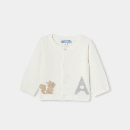 童趣嵌花開襟毛衣