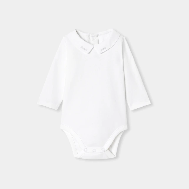 刺繡領長袖連身衣