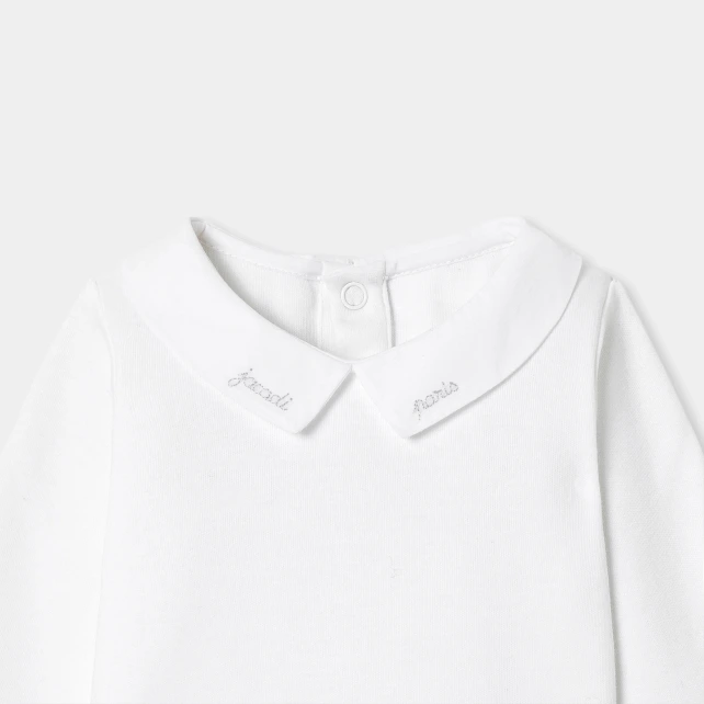 刺繡領長袖連身衣