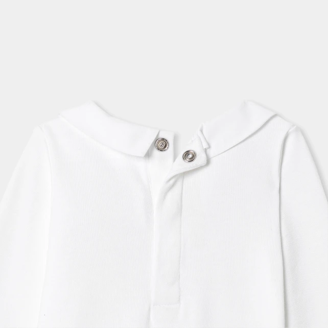 刺繡領長袖連身衣